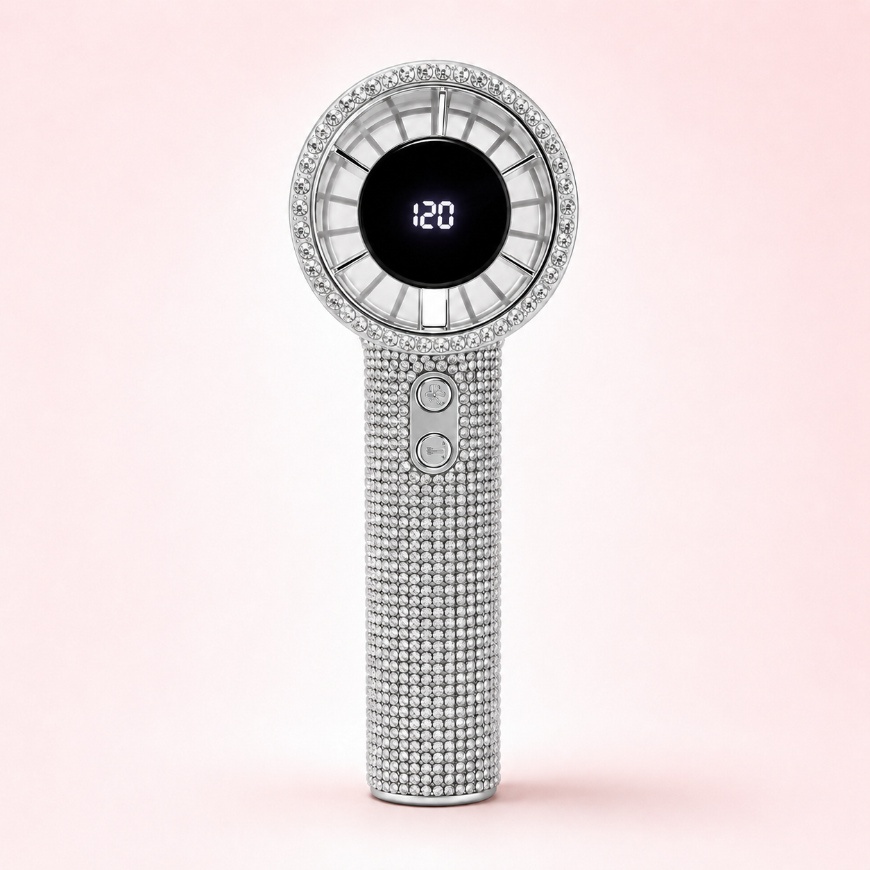 Silver Rhinestone HandHeld Fan